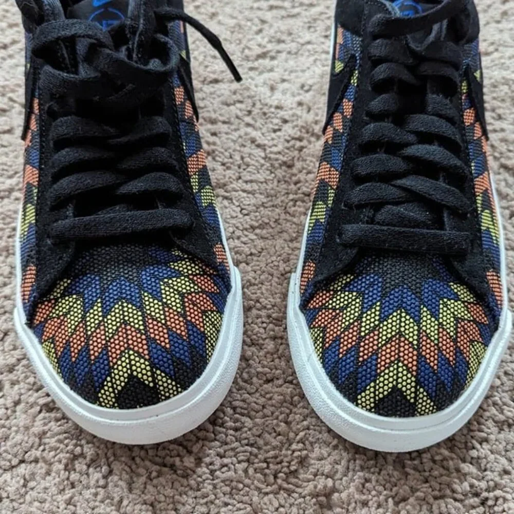 NIKE Blazer Low N7 Tribal Pattern Black Citron Pulse Men Sneakers Size 4.5 NEW